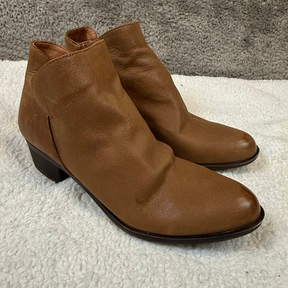Lucky Brand Banterr Booties Brown Leather Ankle Boots 9 9M